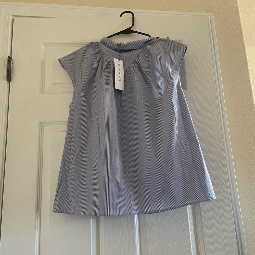Liz Claiborne cap sleeve striped blouse